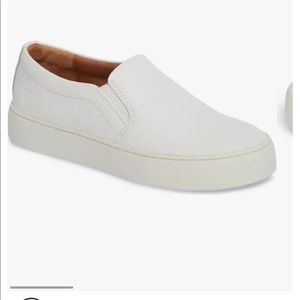 FRYE White Leather Slides